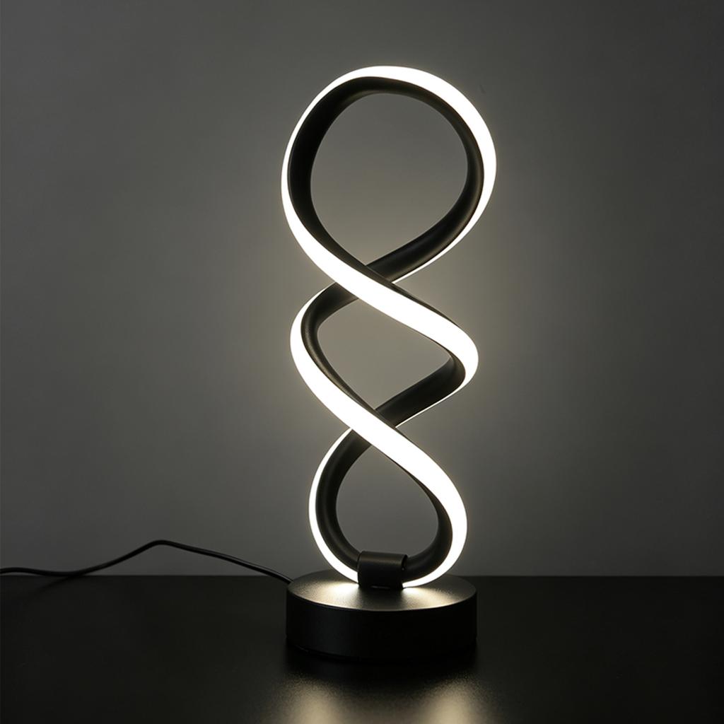 1pc Modern Spiral LED Bedside Table Lamp, 3‑Color Dimmable Ambient Night Light, Desktop Decor Ornament, Holiday Gift Choice