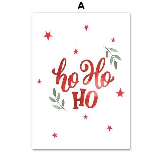 Santa Claus Sled Snowman Christmas Tree Alphabet Art Canvas Painting Nordic Posters And Prints Wall Pictures For Kids Room Decor No Frame