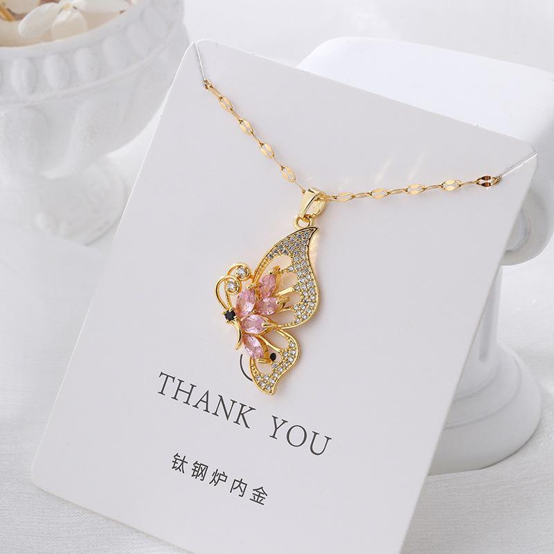 Versatile Luxury Titanium Steel Necklace with a Colorfast Pendant - Simple Niche Design Clavicle Chain for Women.