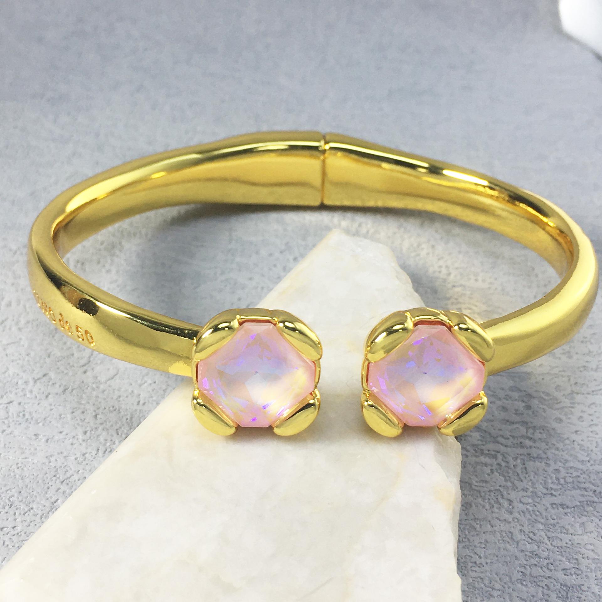 2024 UNOde50 Spanish Geometric Pink Gemstone Romantic Women s Bracelet Gift