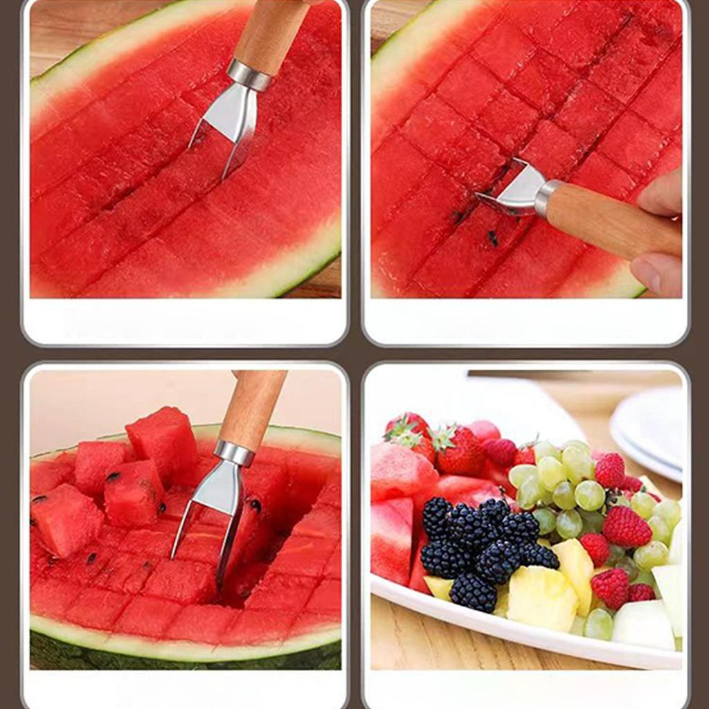 Wassermelonenschneider Slicer Edelstahl Wassermelonen Gabel Schneider 3 Stück Langlebiger Hacken Gadgets Küchenwerkzeuge Für Zuhause