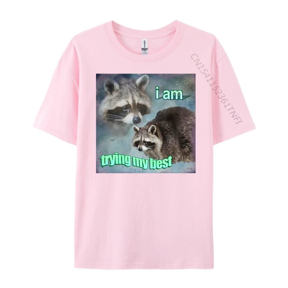 Raccoon I Am Trying My Best Sad Unisexs Korean Fashion Unisex Oversized T Shirt