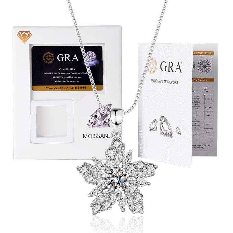 Элегантное серебряное колье-подвеска с муассанитом цвета D - Дизайн  Звезда , один карат, для женщин. 6A Cubic Zirconia Set