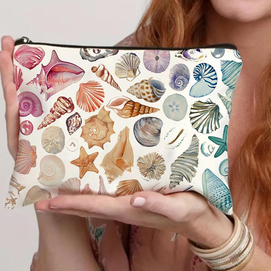 Canvas Makeup Bag Zippered Travel Portable Lightweight Makeup Pouch Large Capacity Durable Toiletry Bag Foldable Storage Bags Student Pencil Case