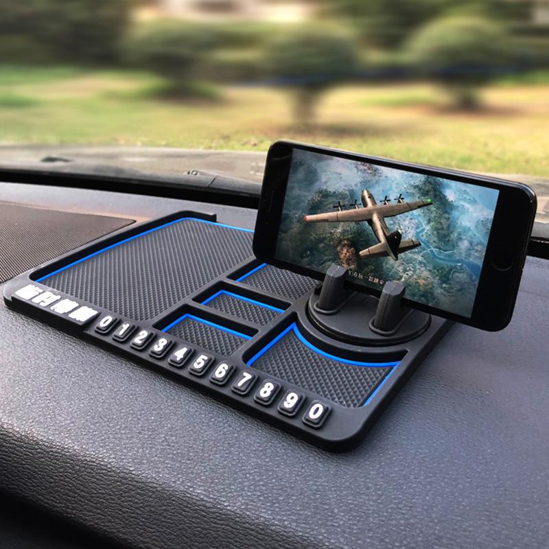 Multifunctional Non-slip Car Mat with Phone Holder & Parking Number Plate