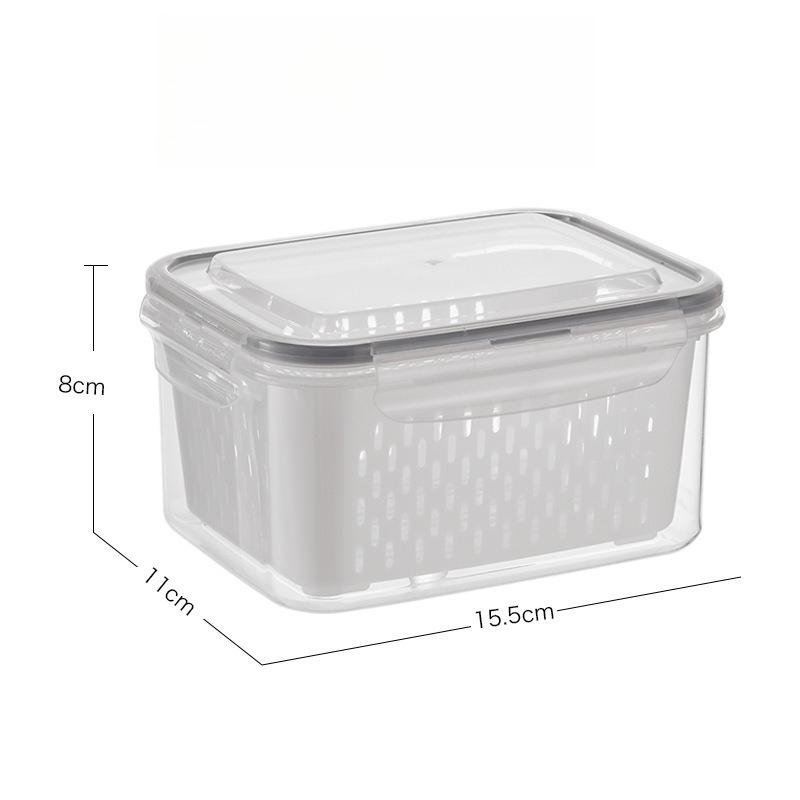 Kitchen Cover Refrigerator Frozen Fresh Food Sealed Fresh-keeping Box Fruit and Vegetable Drain Plastic Storage Box grey 1580₽