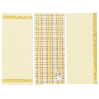 Towel Laboratory Pom Pom Purin Face Sanrio Japan Technology [Sanrio Characters] #meet Towels, 3-Piece Set, Fluffy, Fast-Absorbent, 100% Cotton,