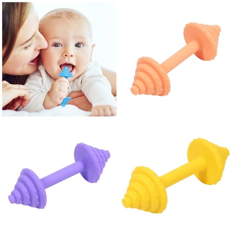 Dumbbell Shape Design Baby Teether for Front Teeth and Back Molars Relief Safe Silicone Chewable Toy Soothing Stick