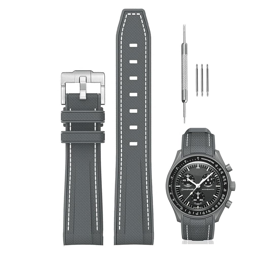 Sibehill 20mm Replacement Silicone Watch Band for Omega and X, Swatch, MoonSwatch, Speedmaster.