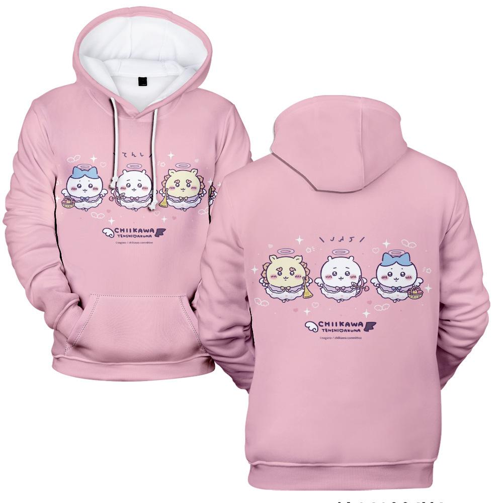 

Мужская и женская толстовка с капюшоном Chiikawa Cartoon Printed Spring Autumn Pullover Hoodies Casual Men Tracksuit Streetwear XS