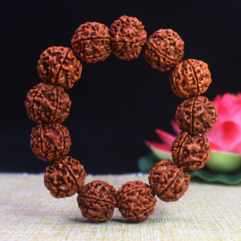 Natural 5-Lobed Rudraksha Bodhi Seed Prayer Beads Bracelet