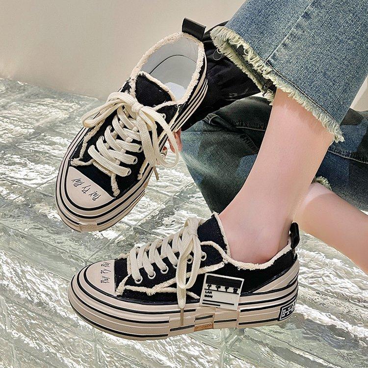Size 34-44, large size women's shoes 41 fat feet spring platform casual board shoes women ins tide couple canvas shoes 42