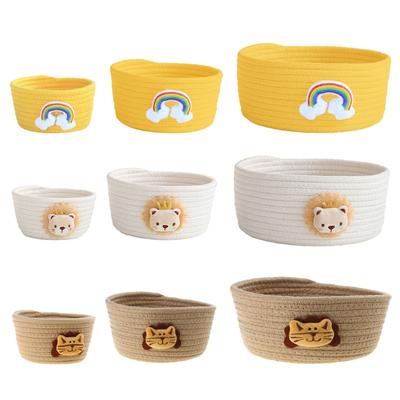 Piccoli Cesti Intrecciati per Organizzare Cesto porta-corda Cesto Carino in Cotone Regalo per Nursery Cestini per Giocattoli per Cani