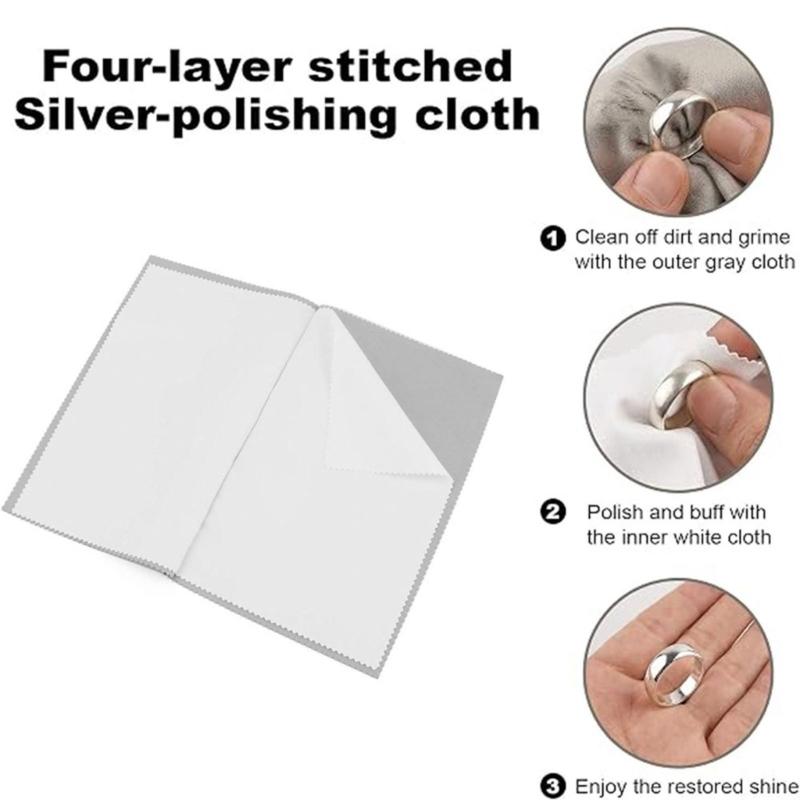 Jewelry Polishing Set with Soft Bristle Brushes and Cloths, 6-Piece Silver Cleaning Kit for Detail Work, Coins, and Silverware Care