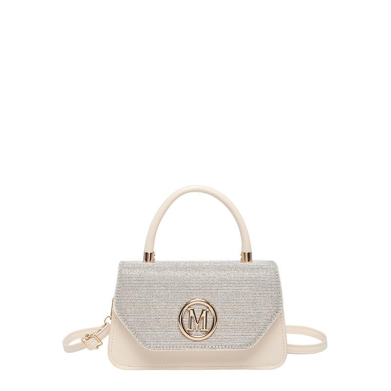 Handheld Small Square Bag, Stylish and Retro, Trendy Letter-shaped Shoulder Crossbody Bag золотой