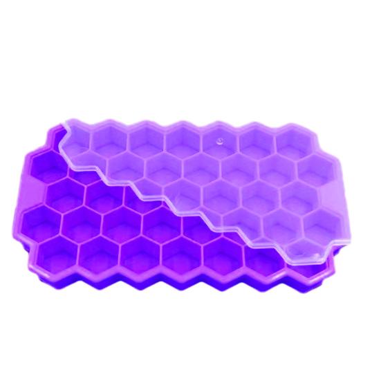Silicone Ice Cube Mold 37-Cavity Honeycomb Ice Cube Tray with Lid Large Capacity Food-Grade Mold for Freezer And Drinks