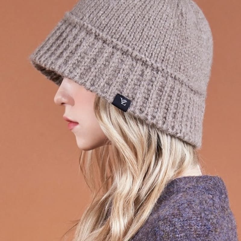 

VARZAR Monogram Label Wool Knit Bucket Hat Mocha FREE