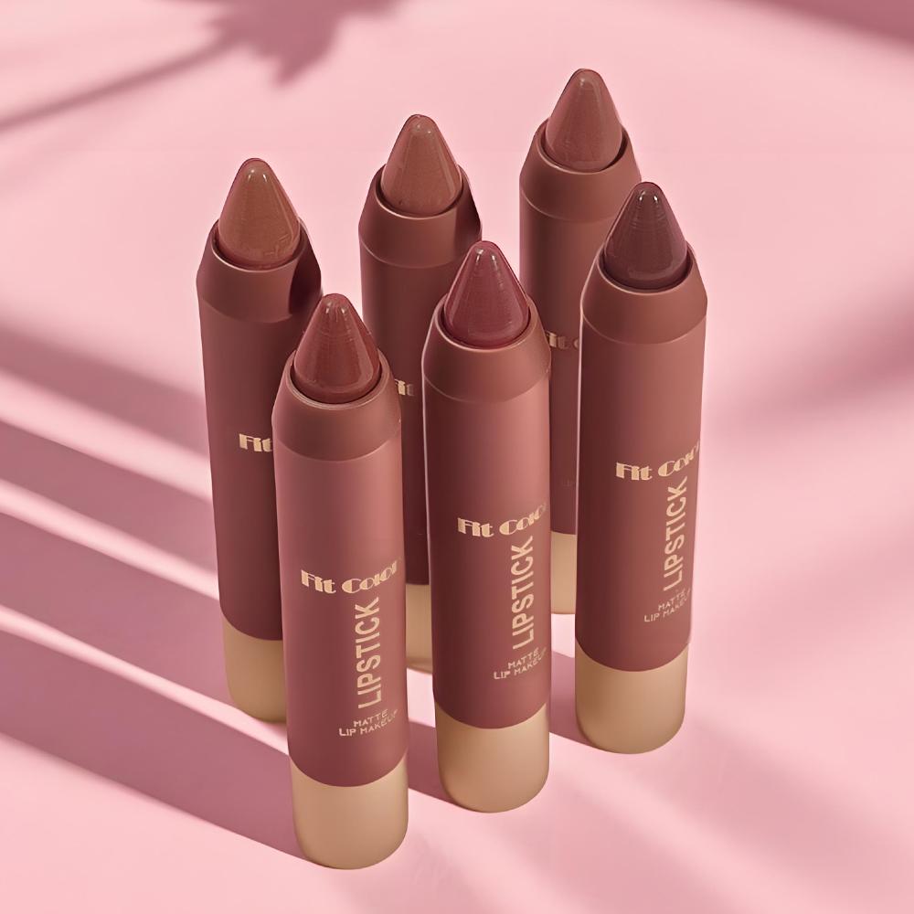 Fit Colors 6 Colors Chocolate Lip Liner Lipstick Pen, Waterproof Matte Nude Brown Lip Pencil, Long Lasting Smudge-Proof Lip Contouring Makeup