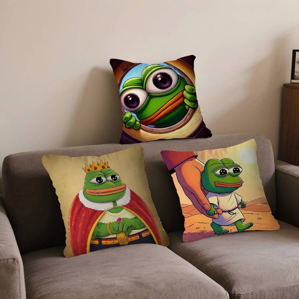 Cartoon P-Pepe The Frog 45*45cm Cushion Cover Pillow Cover Decor Pillowcase Home Pillowcase For Couch Pillow