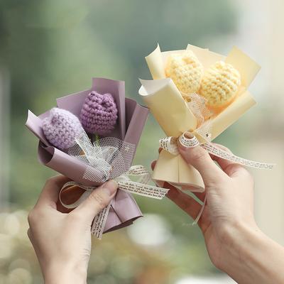 Festival Gift Bouquet Mini Knitted Flower Bundle Artificial Knitted Flowers Crochet Small Bouquet