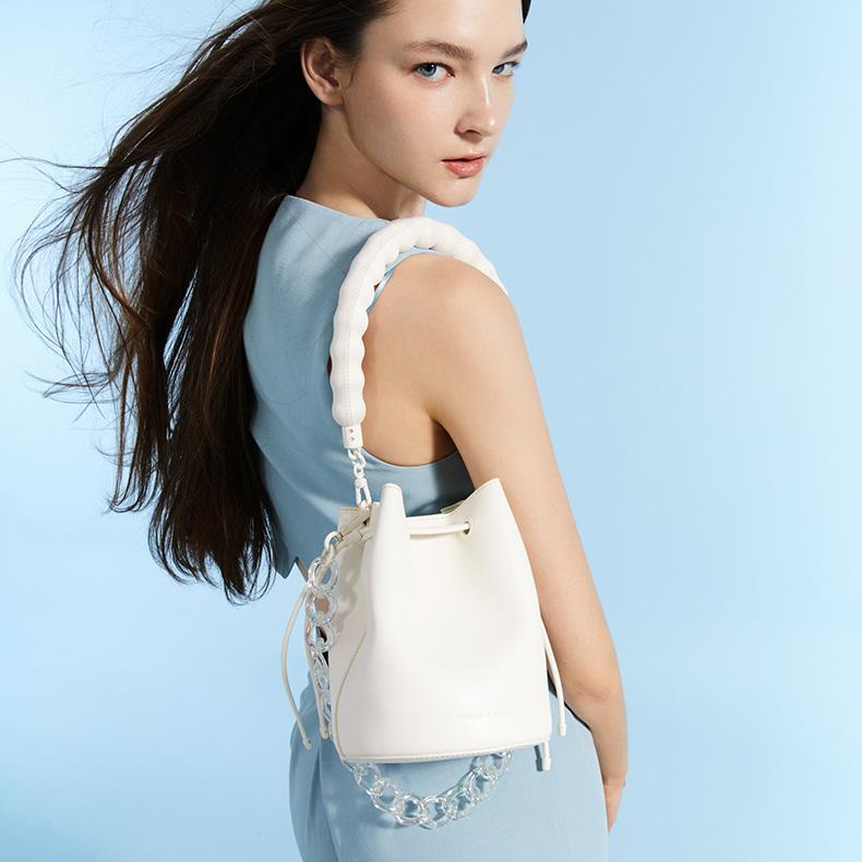 Charles & Keith Gradient Color Chain PU Bucket Bag Shoulder Bag Small Women bags Multicolor CK2-10840478