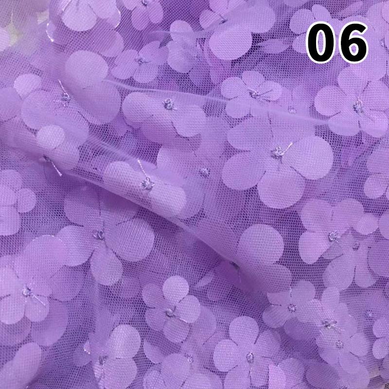 1 Yard DIY Handmade High Quality Lace Mesh Embroidery Sequin 3D Flower Tulle Fabric DIY Dress Bow Clothes Decor Crafts