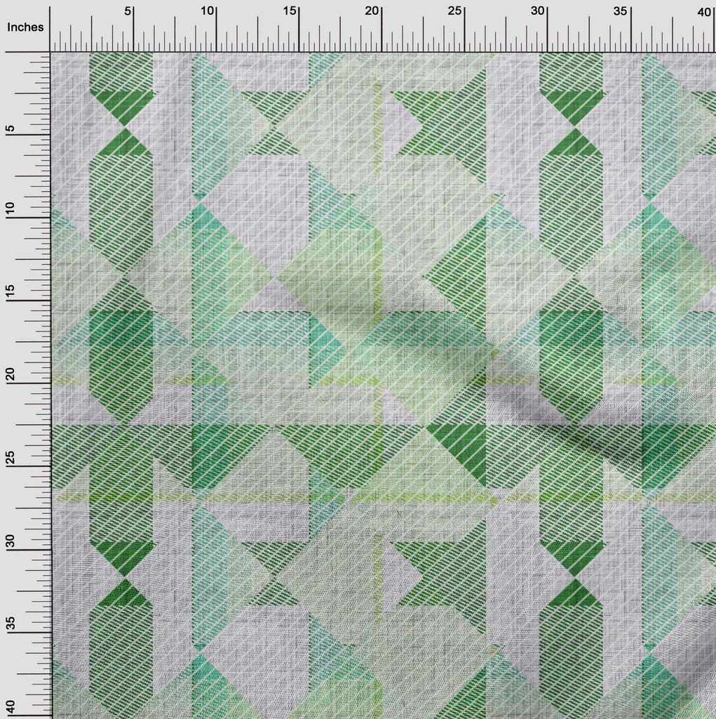 oneOone Baumwoll-Flex-Stoff in Grün, kariert, Nähmaterial, bedruckter Stoff, Meterware, 40 Zoll