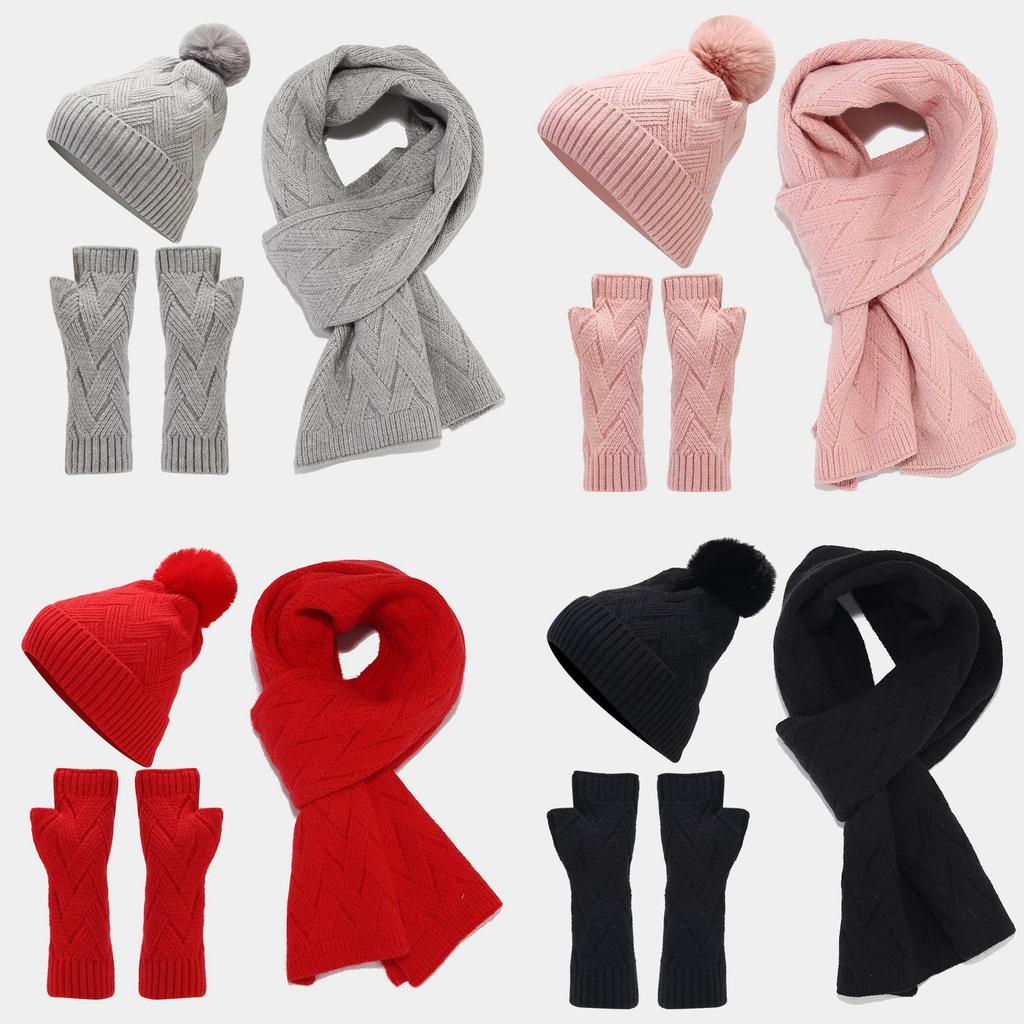 Knitted Autumn Winter Hat Gloves Scarf Set For Women And Men With Warmth And Style