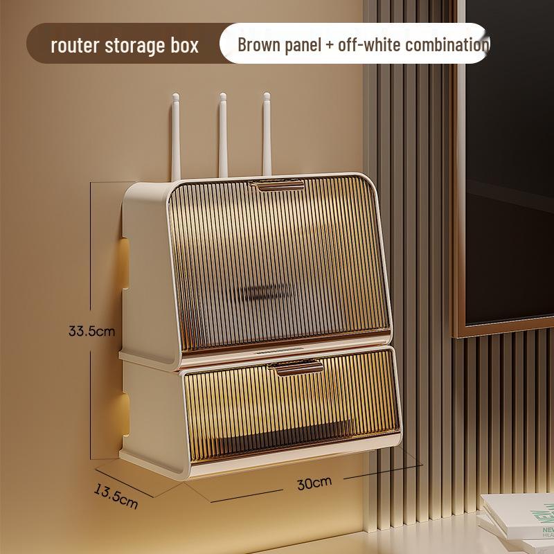 Wall-Mounted Multi-Functional Storage Box for WiFi Router, Power Strip, and Cable Management