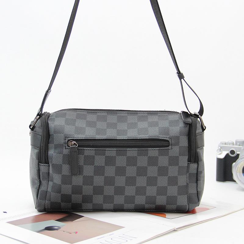 Men's Plaid Crossbody Shoulder Bag - Casual Korean Style Messenger Bag