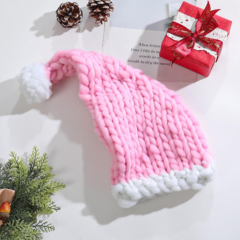 Coarse Yarn Christmas Hat Decoration Autumn and Winter Knitted Hat Christmas Atmosphere Photography Hat Cute Warm Supplies New
