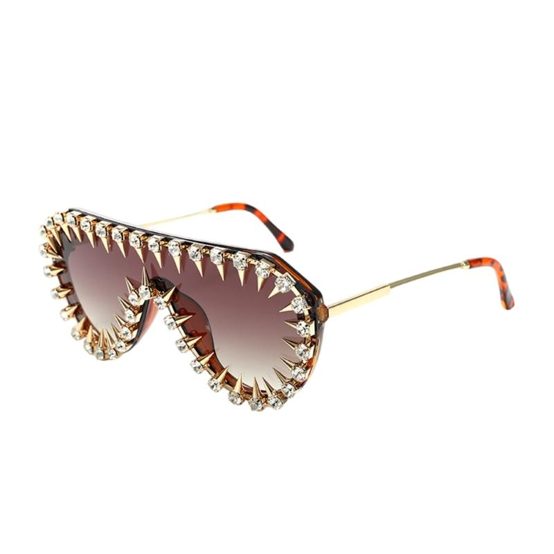 Blingbling Sunglasses with Crystal Rivet Frame for Female Male Unisex Music Festival and Hiphop Dancing Party Dressingup