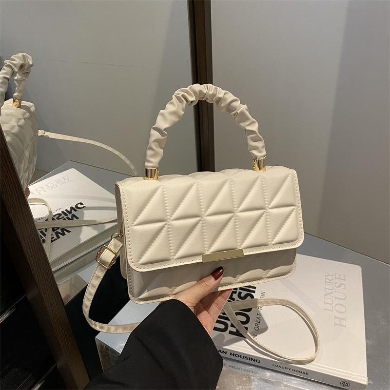 Women s New Bag with Solid Color Design, Diamond Grid Single Shoulder Handbag, Soft Leather Crossbody Bag, Handbag