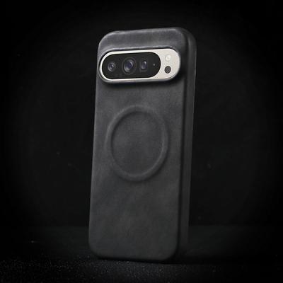 Luxusní kožený jednobarevný magnetický kryt pro Google Pixel 9 Pro XL Pixel 8A Matná ochrana objektivu proti nárazu pro pevné pouzdro na PC MagSafe