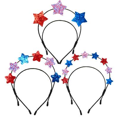 Multiple Stars Independence Day Hairbands Glitter Stars Headband Red Blue White Headdress for Independence Day Hair Accessories