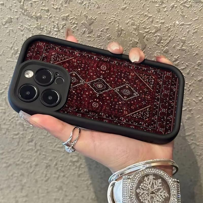 Phone Case Vintage Red Patterned Carpet Design For iPhone 17 16 Pro Max 11 13 12 14 15 Plus XS Max XR X 16E 17E Shockproof Cover