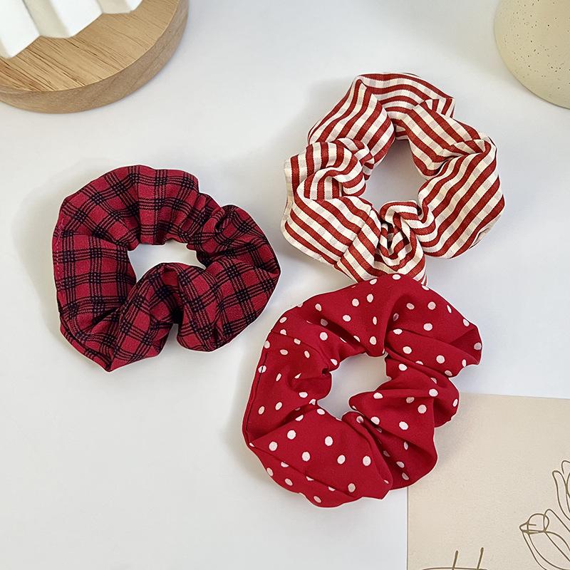 Christmas Red Plush Scrunchie: Cute Autumn Winter Hair Accessory