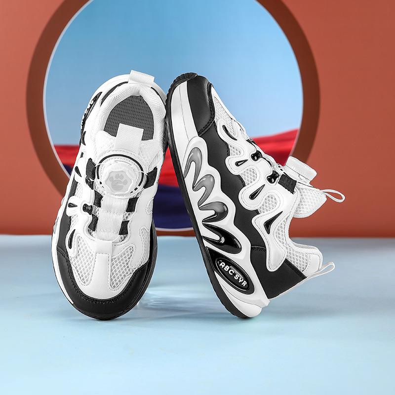 

Boys Non-Slip Athletic Shoes - Autumn 2025 Edition, Trendy Rotating Buckle Design for Running & Basketball 38 чорний білий колір