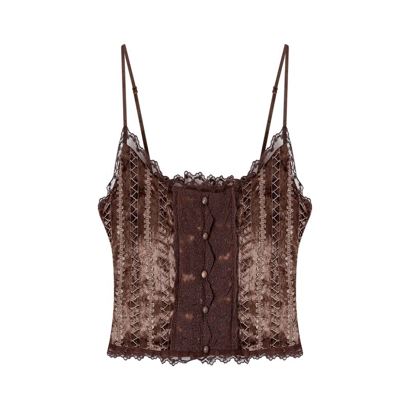 Maillard Suit Brown Suit Outwear Women's Camisole Autumn Sexy Pleated Skirt Skirt Three-Piece Suit