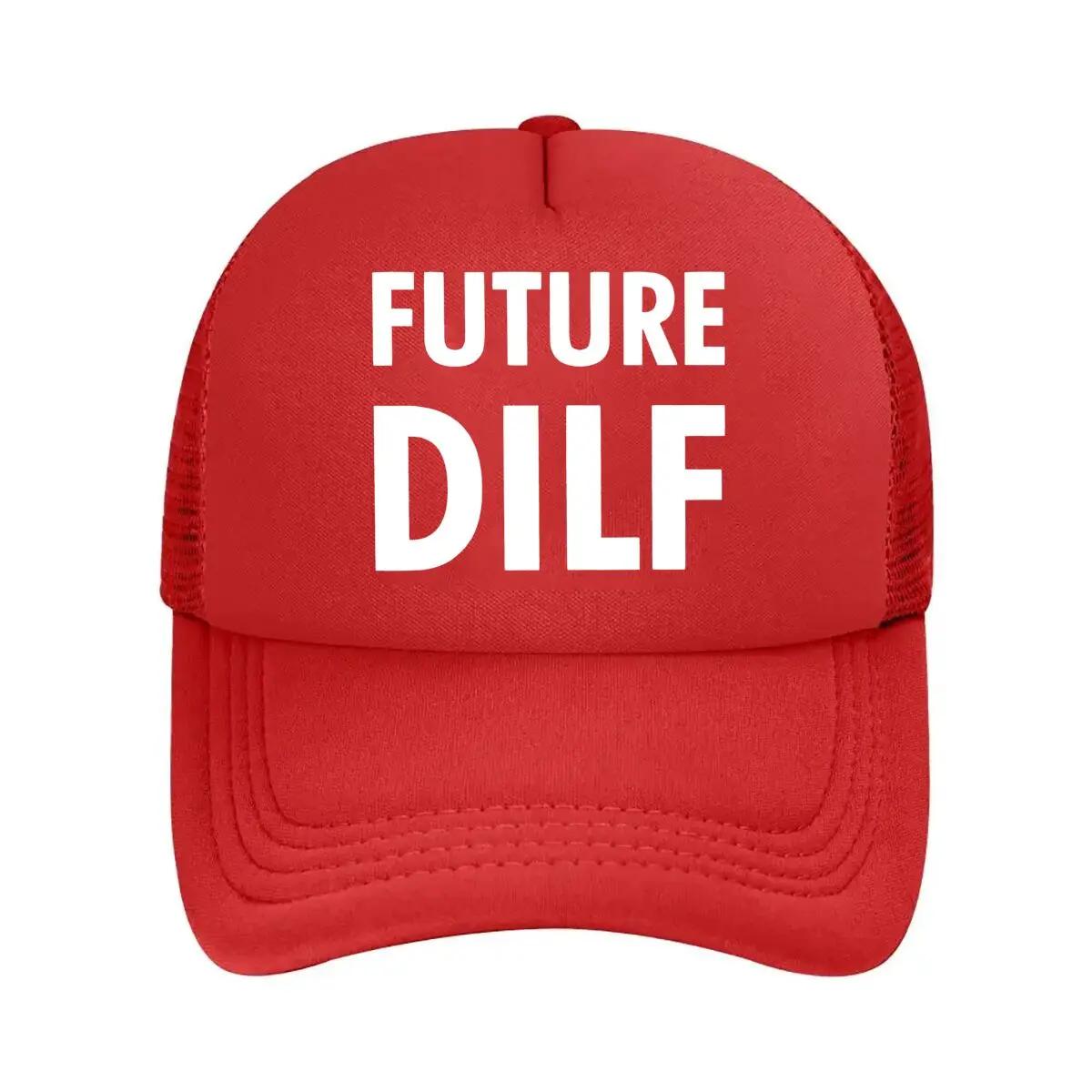 Future Dilf Humor Slogan Art Design Mesh Baseball Cap One Size