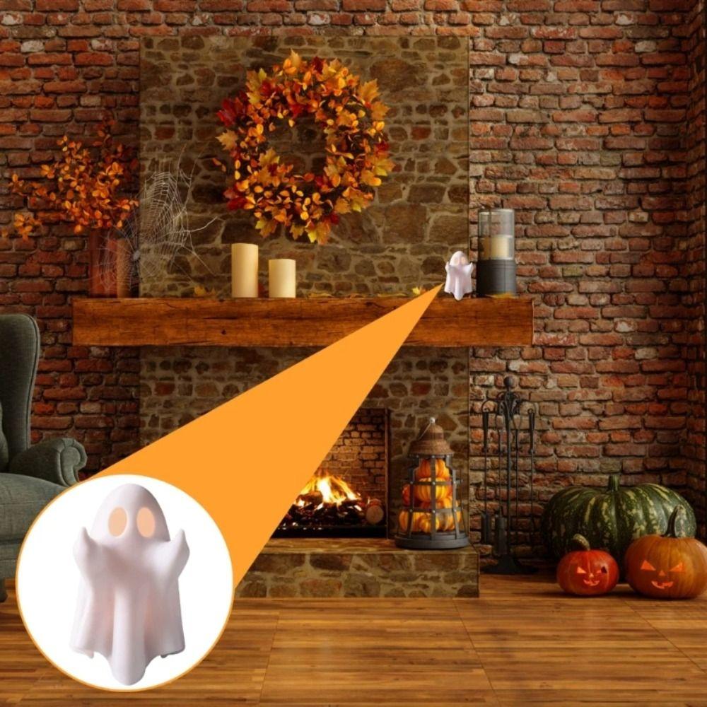 Cartoon Halloween Ghost Figurine Light Resin Night Light Ghost Sculpture Lantern Children