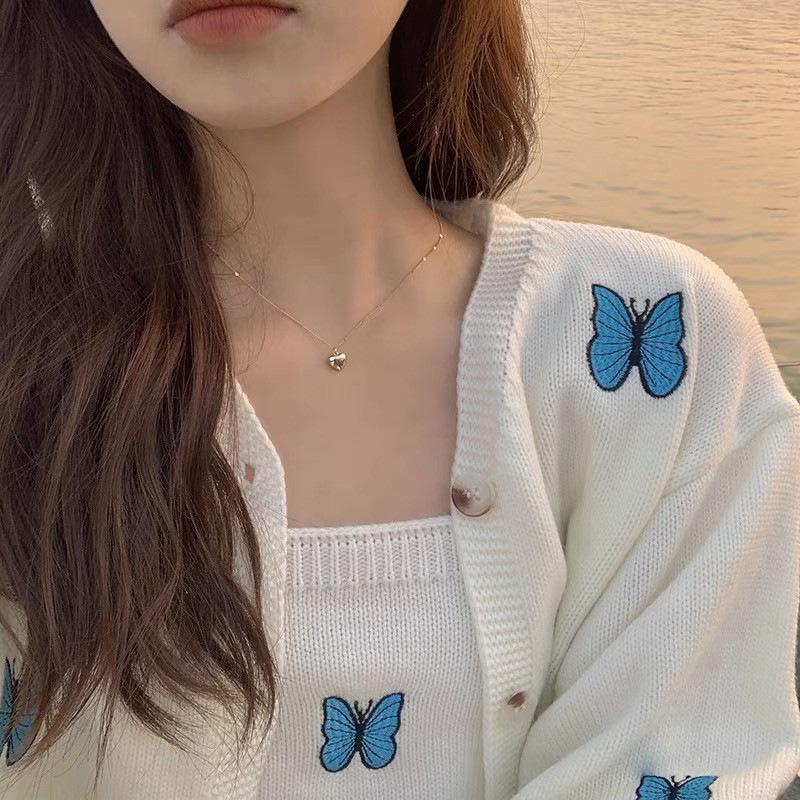 Simple Love Pendant Clavicle Chain Necklace Trendy Gold Color Choker for Women Fashion Jewelry Personalized Gift