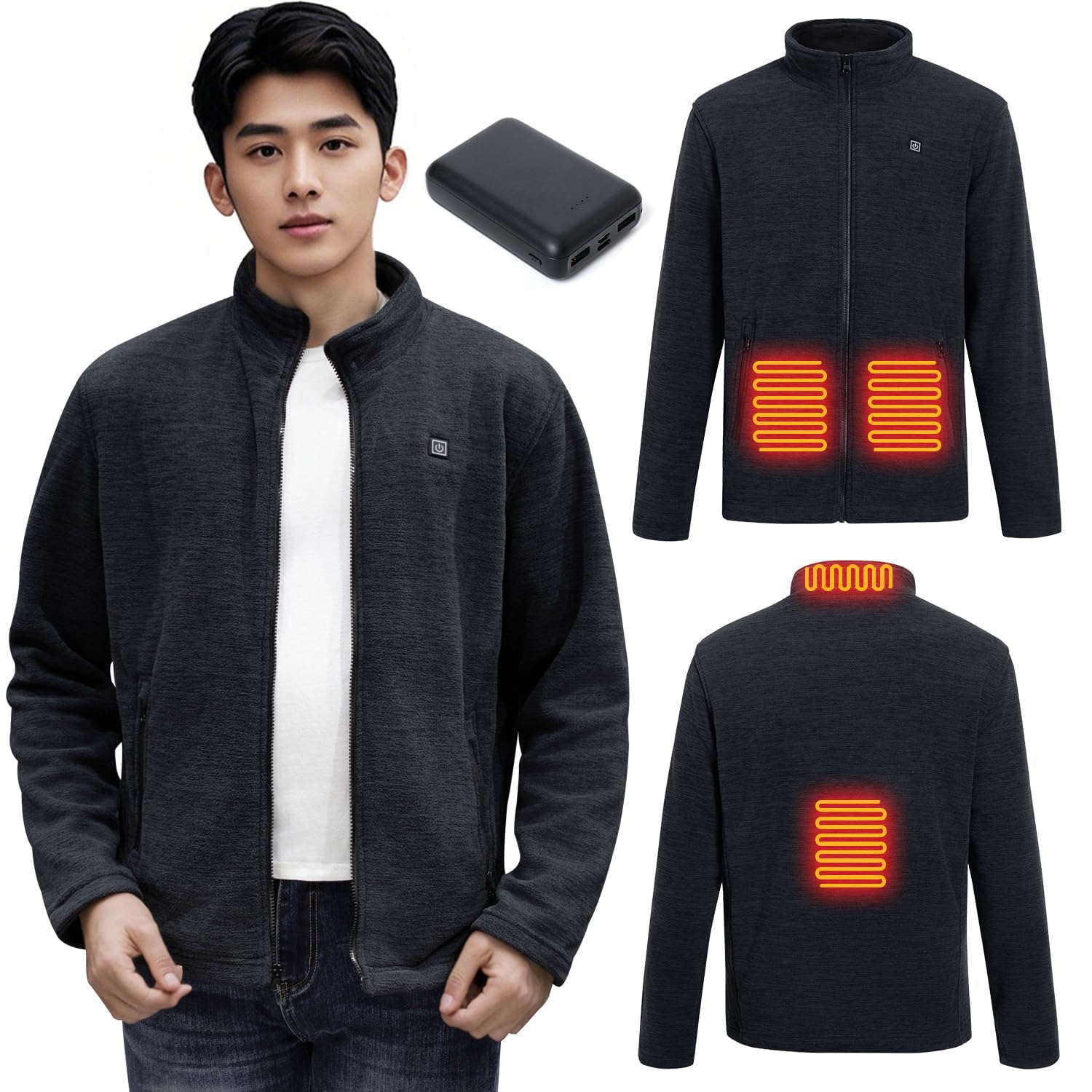 

TUINCO Electric Heated Fleece Heated USB and Heated Fleece Jacket for and Motorcycle Plus Sizes Unisex Coat for and Cold Weather Protection Jacket,