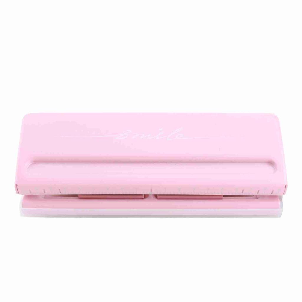 6 Hole Punch Pink Anti Slip Metal Structure Adjustable 6 Hole Spacing Paper Binding Planner Inserts Hole Punch