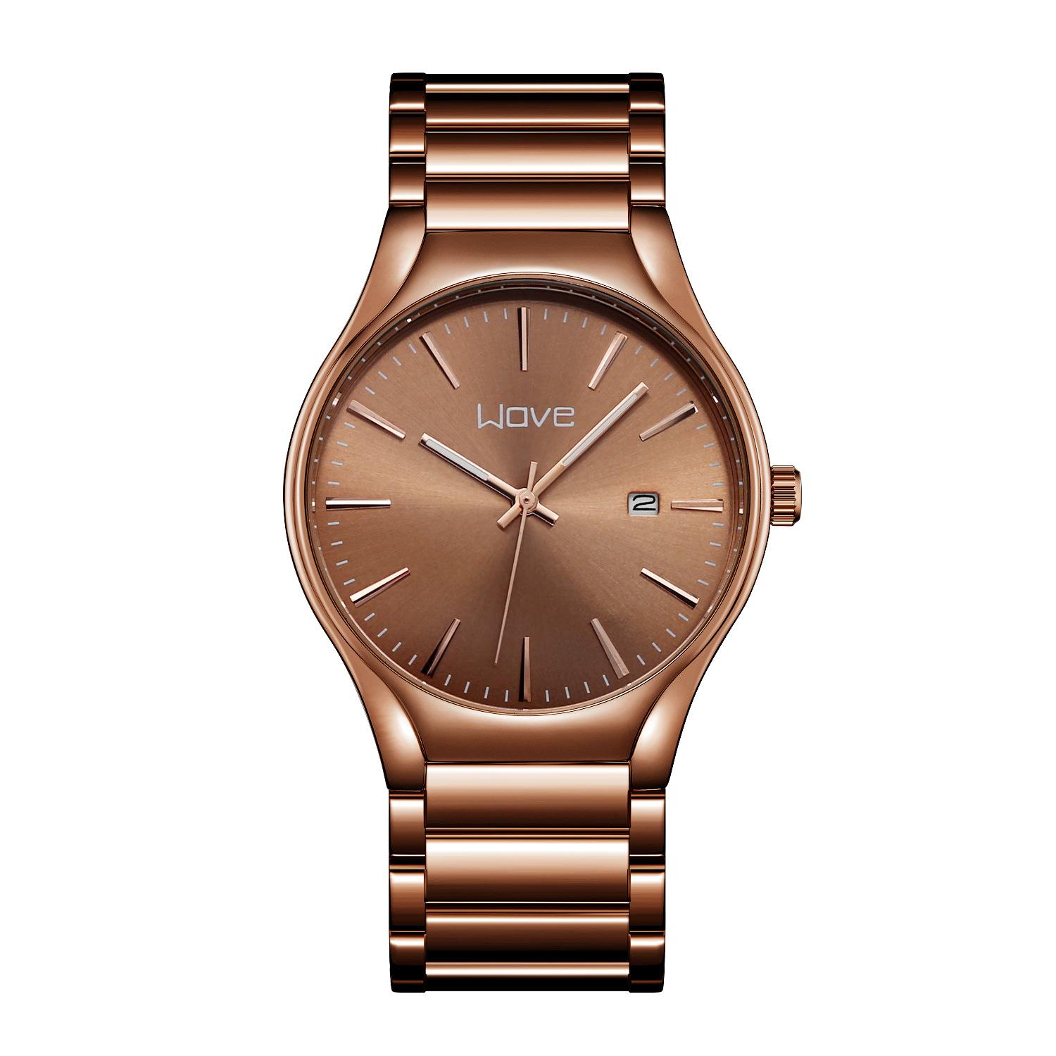 Langjue Fashion Business Men S Watch Niche Rose Gold Steel Belt Calendar Quartz Watch naked watch