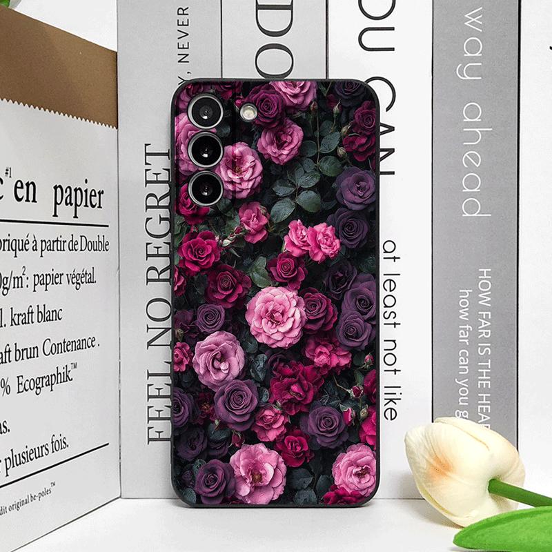 Stylish Black Rose Deep Purple Flower Phone Case for OPPO Reno 13 12 F 11 10 Pro Plus Find X5 X3 Lite X7 PRO Frosted Soft Cover