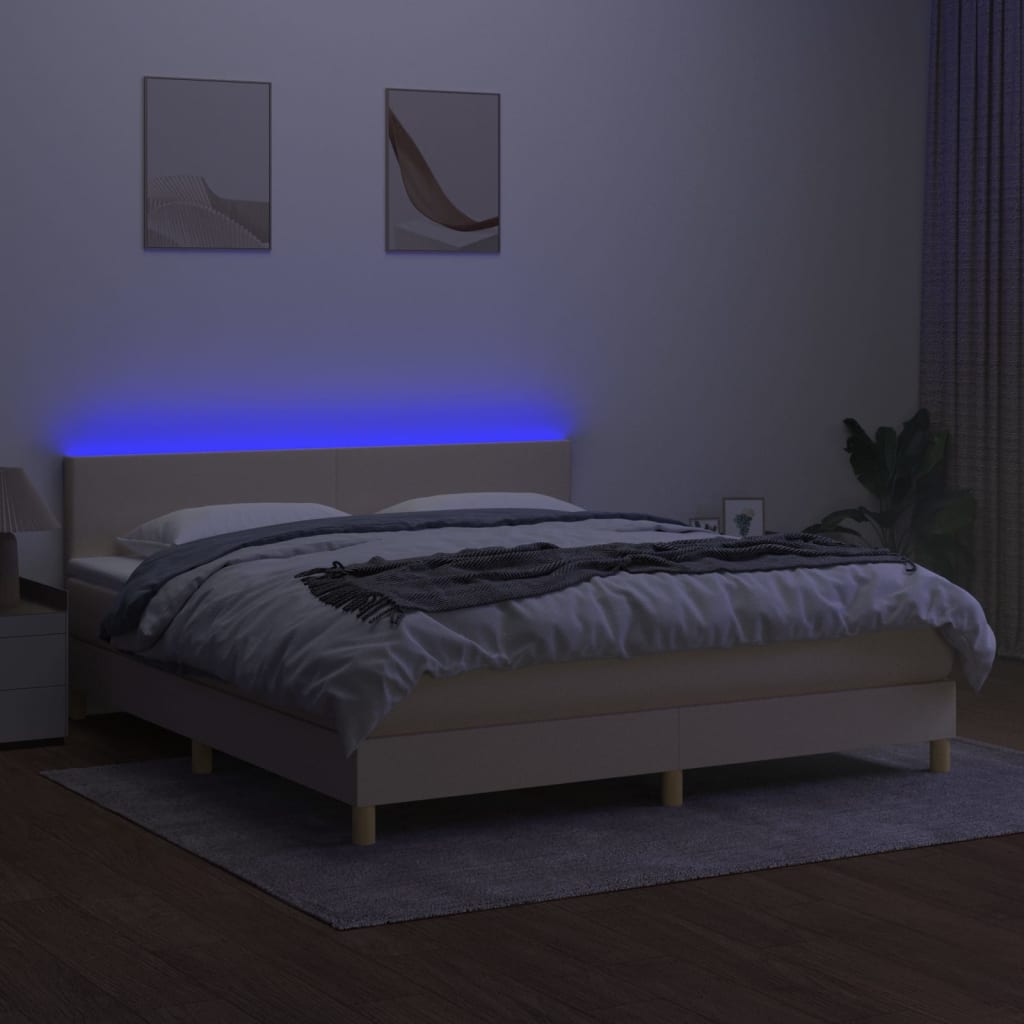 Vidaxl Continental Bed With Mattress, Cream, 160X200 Cm, Fabric