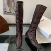 Fashion New Fashion Pointed Toe Women Knee High Boots With Low Heel Shoes Female Zippers Footwear Western Ladies Long Booties Shoes