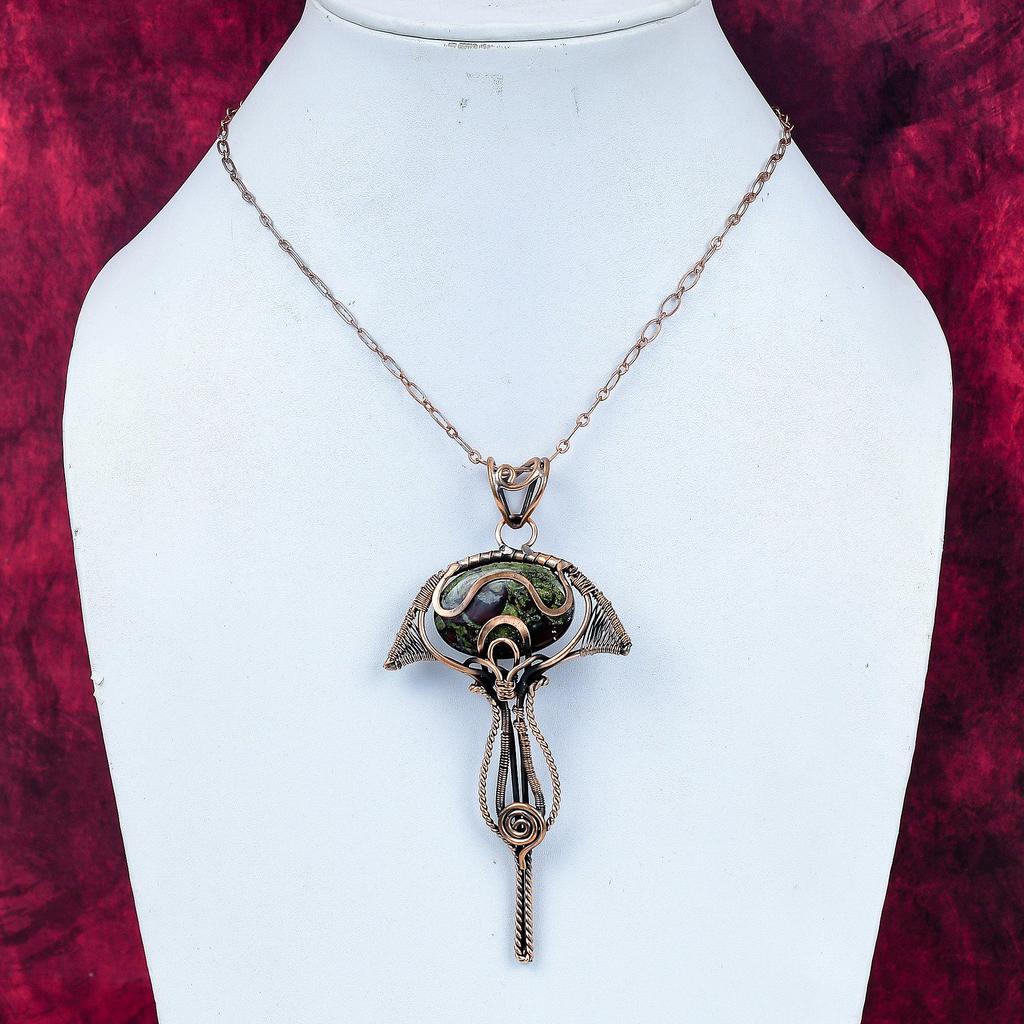 Dragon Bloodstone Pendant Copper Wire Wrapped Pendant Handmade Gemstone Jewelry