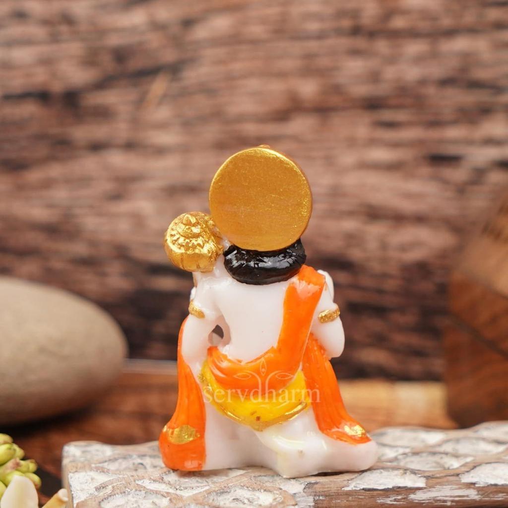 Hanuman Ji Murti Blessing with Gada Sitting Lord Balaji Bajrangbali Sankat Mochan Bhagwan Idol for Temple Car Dashboard